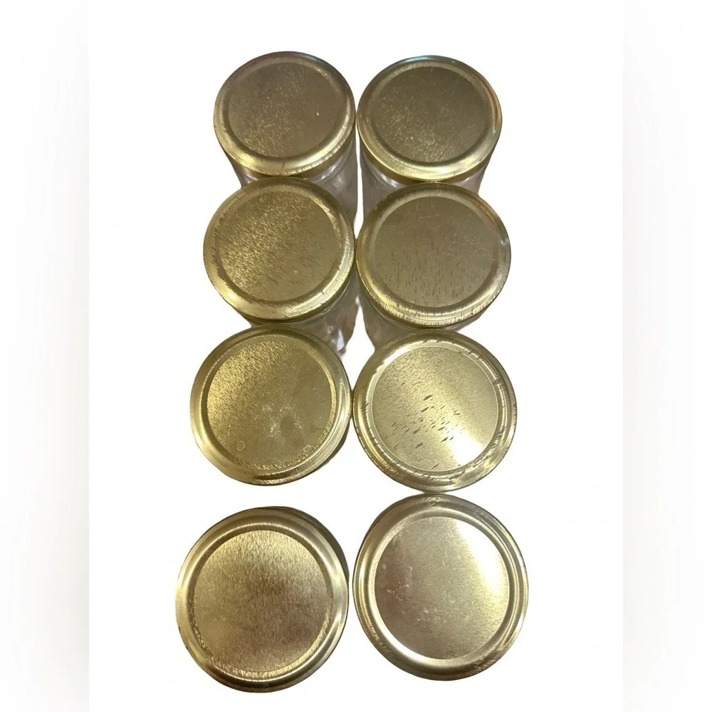 Gold-Lidded Glass Jars Set of 8 (Used - Good Condition) 🫙